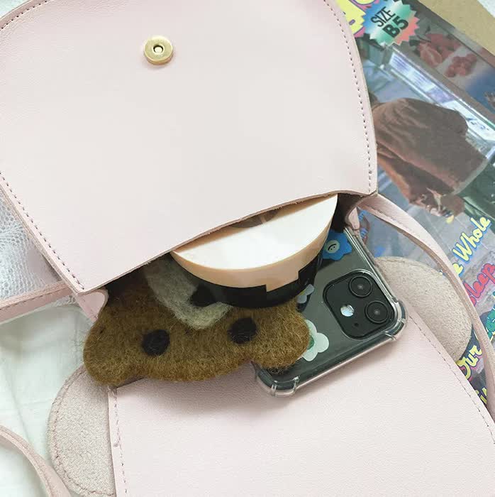NNEDSZ Adorable Bow Bear Crossbody Bag for Kids - Rose Red Small Shoulder Bag 13*13*5cm-4