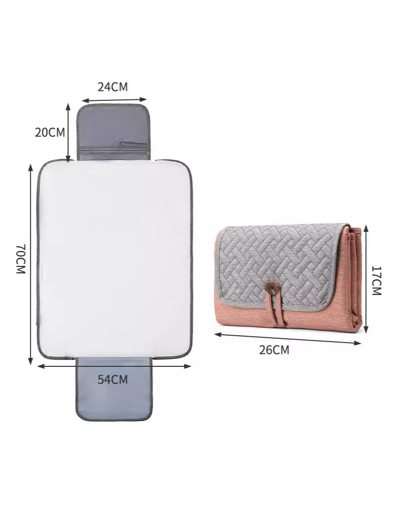 NNEDSZ Blue and White Patchwork Portable Baby Changing Mat - Waterproof, Foldable, Compact Diaper Pad for Travel & Everyday Use-2